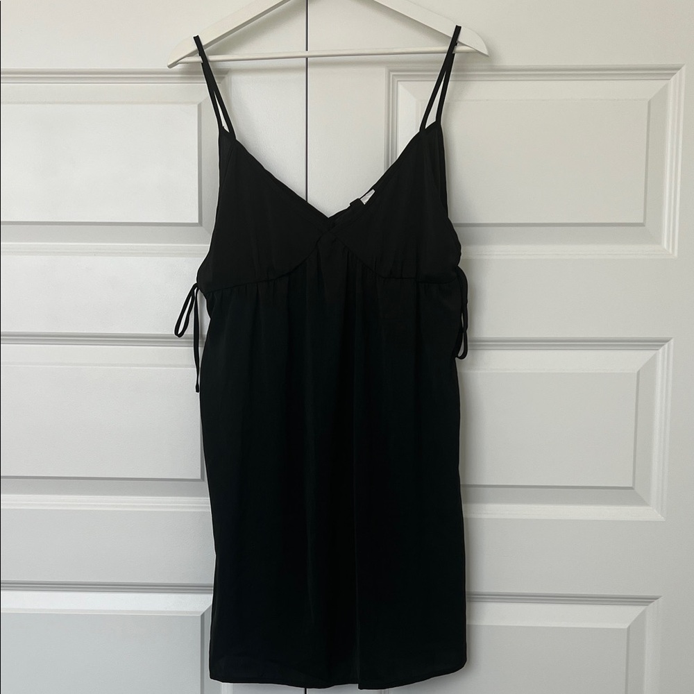 Divided Black Strappy Mini Dress